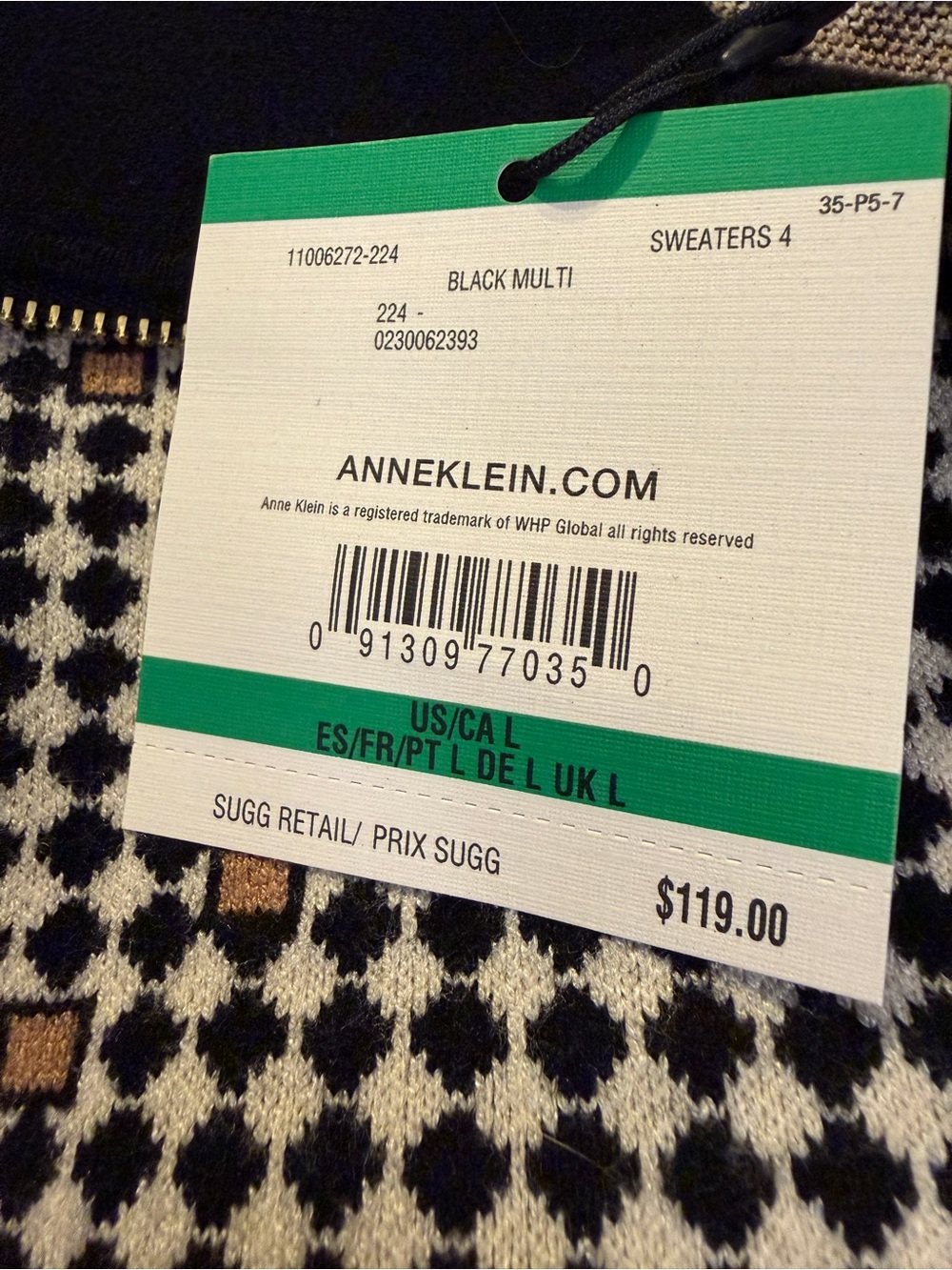 Anne Klein Black Multi Sweater Jacket Cardigan - Picture 6 of 10